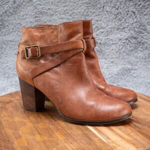Cole Haan Cassidy Buckle Strap Ankle Boot Bootie Leather Grand OS Brown 7.5 B